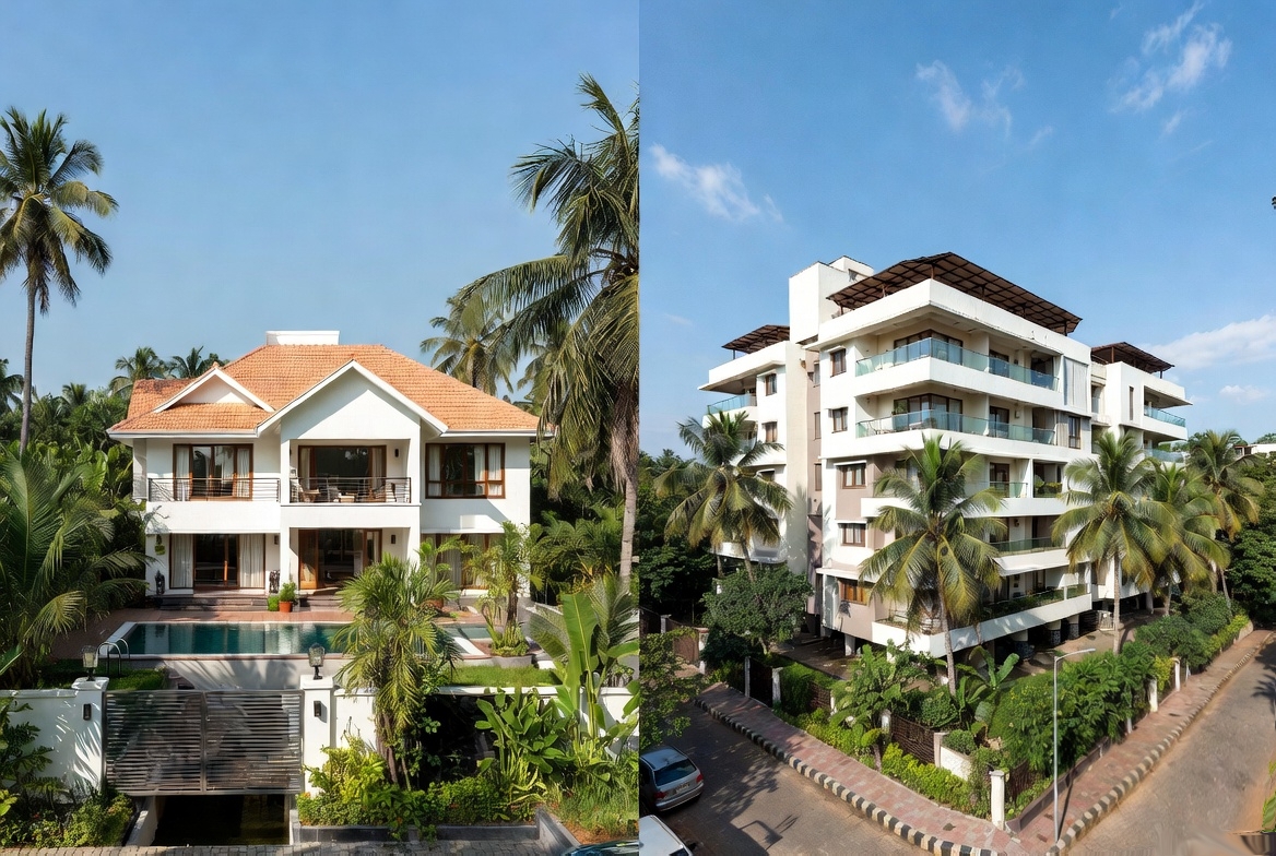 Villa vs apartment comparison in Goa for property investment